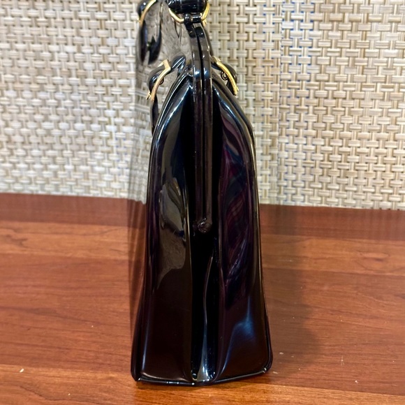 🌟HP🌟VTG 1960s Black Patent Top Handle Bag by Kadin USA - Picture 9 of 16